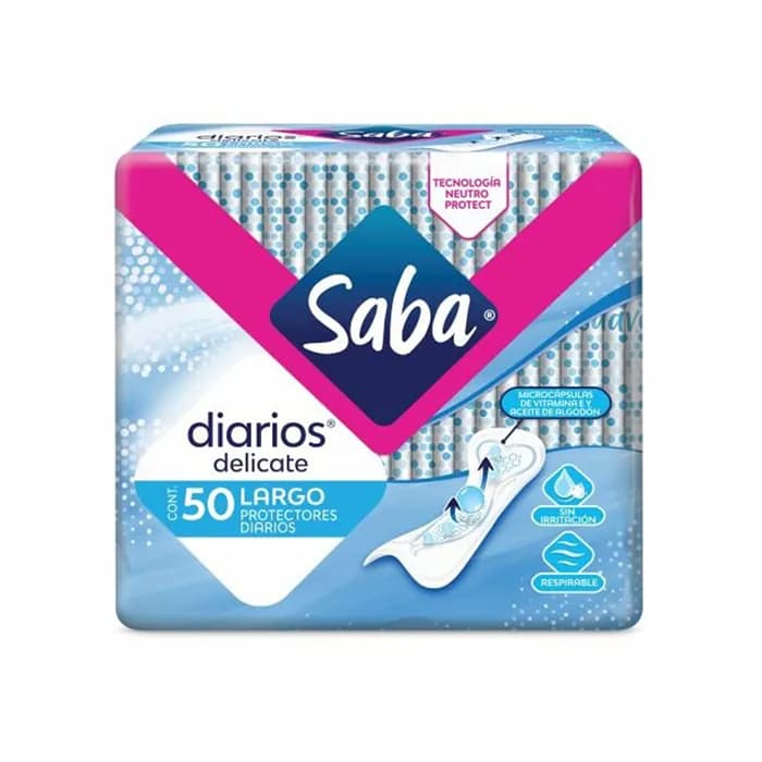 Protectores Saba Diarios Multiestilos Largos 50 piezas