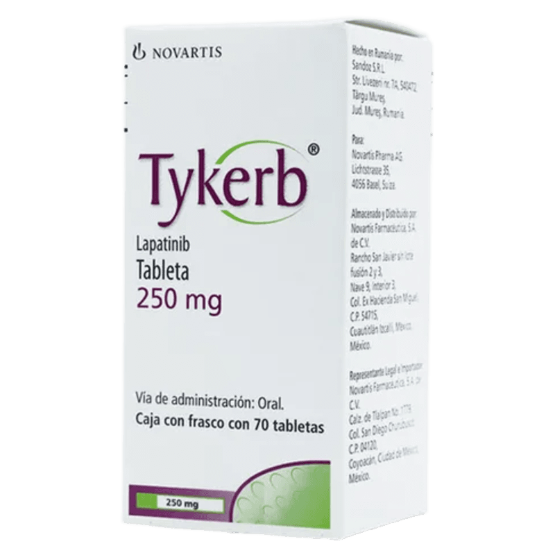 TYKERB LAPATINIB 250 MG CAJA CON FRASCO CON 70 TABLETAS LAB. GLAXOSMITHKLINE