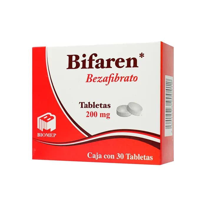 Bifaren Bezafibrato 200 Mg 30 Tabletas Recubiertas Genérico Com Biomep