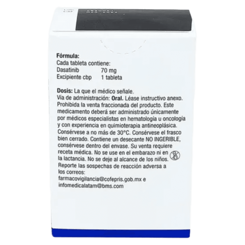SPRYCEL DASATINIB 70 MG FRASCO CON 60 TABLETAS LAB. BRISTOL-MYERS SQUIBB