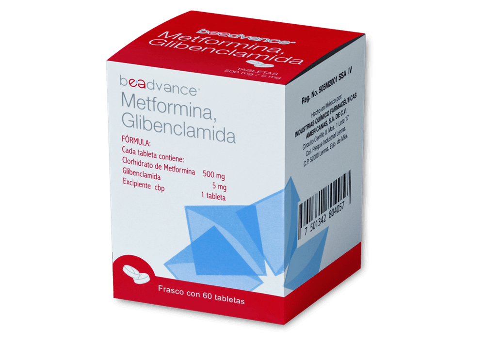 Metformina Glibenclamida 500 mg/5 mg 60 Tabletas