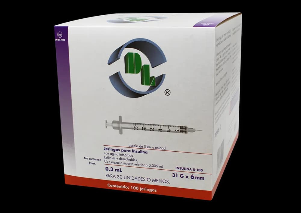 Jeringa para Insulina 100 piezas 0.3 mL