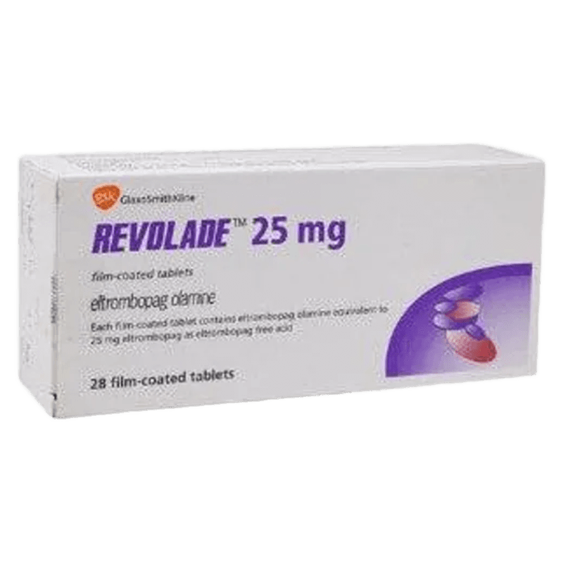 REVOLADE (ELTROMBOPAG OLAMINE) 25 MG CAJA CON 28 TABLETAS LAB. GLAXOSMITHKLINE