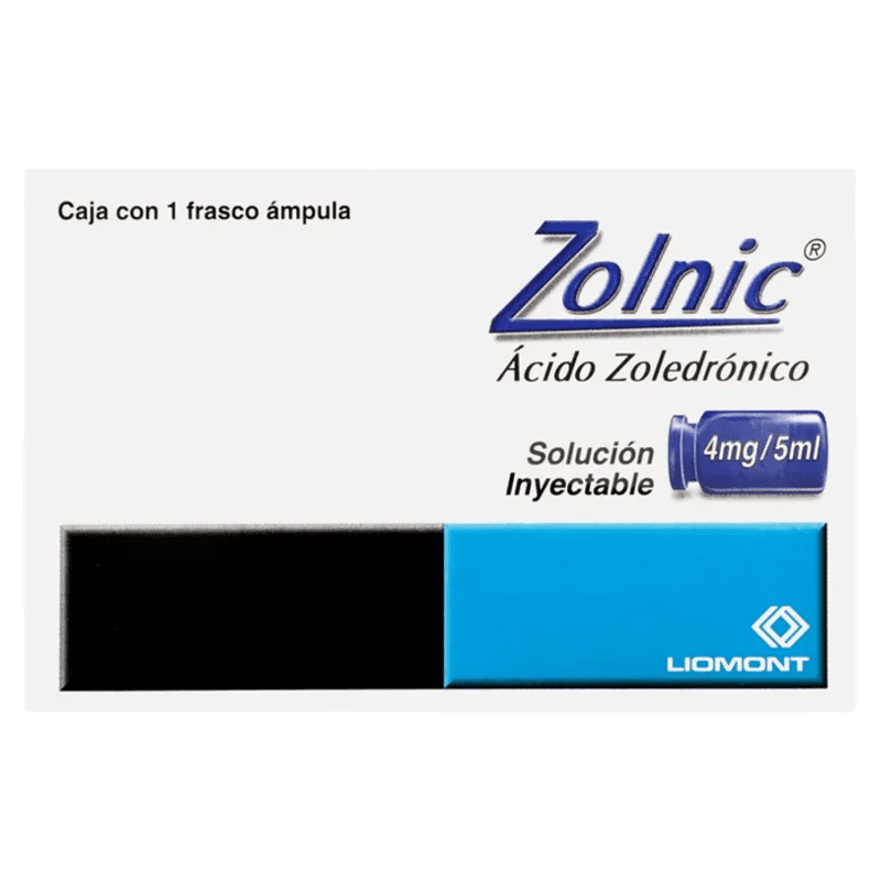 ZOLNIC ÁCIDO ZOLEDRÓNICO 4 MG / 5 ML CAJA CON 1 FRASCO ÁMPULA LAB. LIOMONT