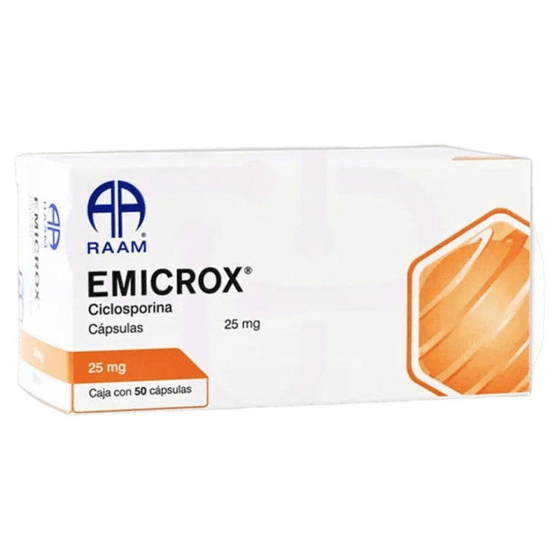 EMICROX CICLOSPORINA 25 MG CAJA CON 50 CÁPSULAS LAB. RAAM