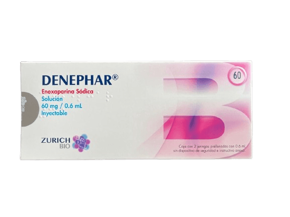 DENEPHAR Enoxaparina Sodica Solucion 60 mg / 0.6 mL Inyectable 2 jeringas prellenadas 0.6 mL