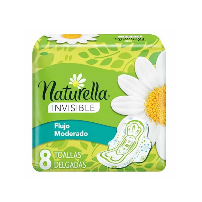 Toallas Sanitarias Naturella Invisible Flujo Moderado Delgadas 8 Piezas