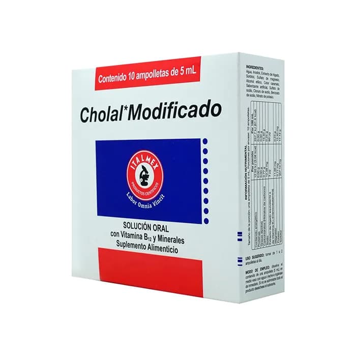 CHOLAL MODIFICADO 5 ML VITAMINA B12 MINERALES  10 AMPOLLETAS