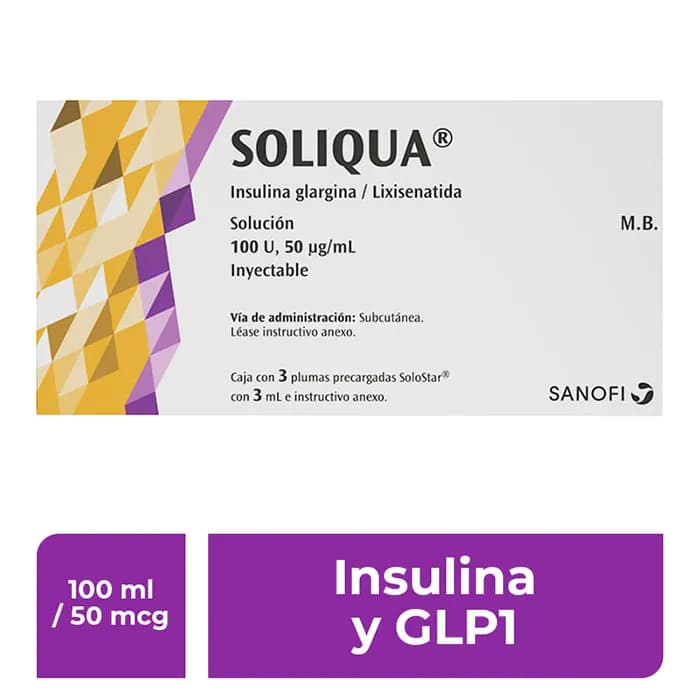 Soliqua 100 ml / 50 mcg 3 Plumas Precargadas 3 ml
