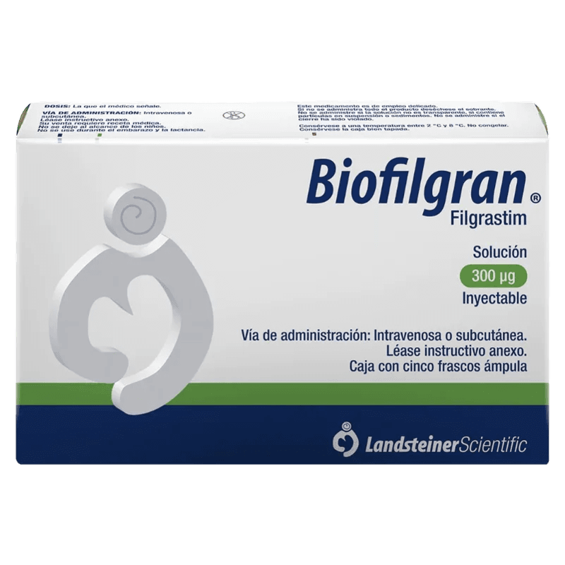 BIOFILGRAN FILGRASTIM 300 MCG CAJA CON 5 FRASCOS ÁMPULA SOL. INY. LAB. LANDSTEINER (R)