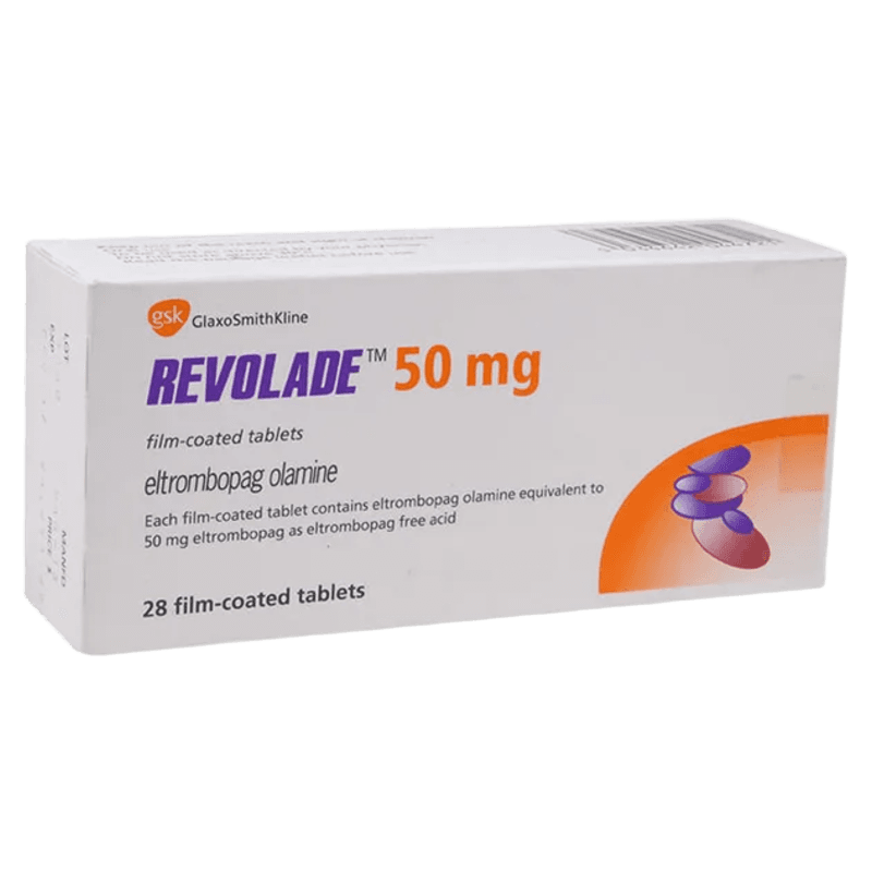 REVOLADE ELTROMBOPAG OLAMINE 50 MG CAJA CON 28 TABLETAS LAB. GLAXOSMITHKLINE