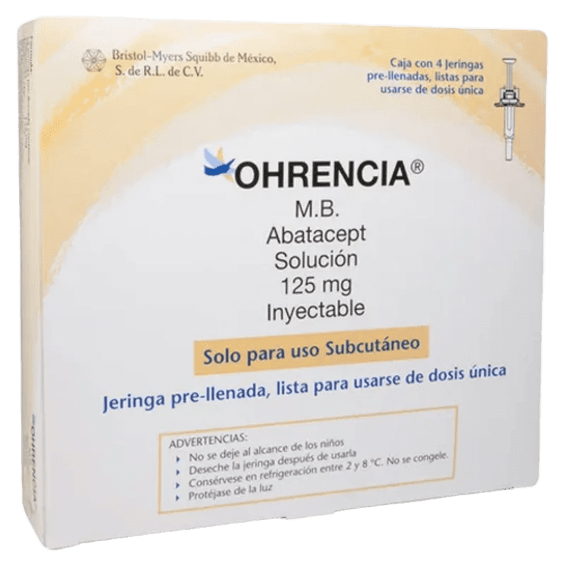 OHRENCIA ABATACEPT 125 MG / ML CAJA CON 4 JERINGAS PRELLENADAS LAB. BRISTOL MYERS SQUIBB