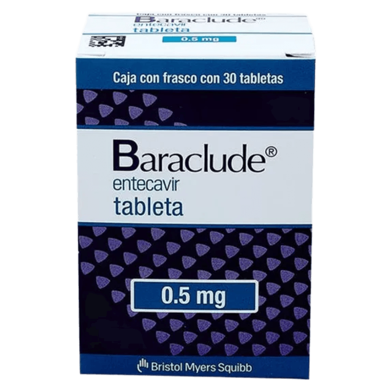 BARACLUDE ENTECAVIR 0.5 MG CAJA CON FRASCO CON 30 TABLETAS LAB. BRISTOL-MYERS SQUIBB