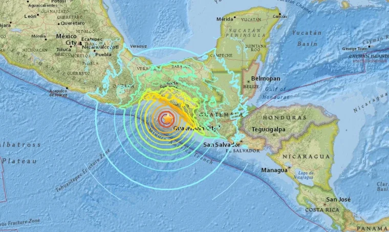 Mapa esquemático de temblor en México